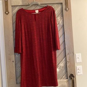 Chico’s Red dress-soft, ribbed, 3/4 length sleeve